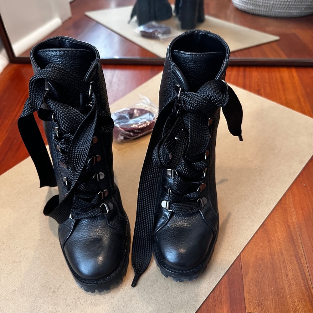 SCHUTZ Zara Black Leather Combat Boots